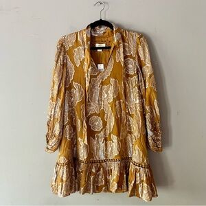 Anthropologie Floral Gold Dress